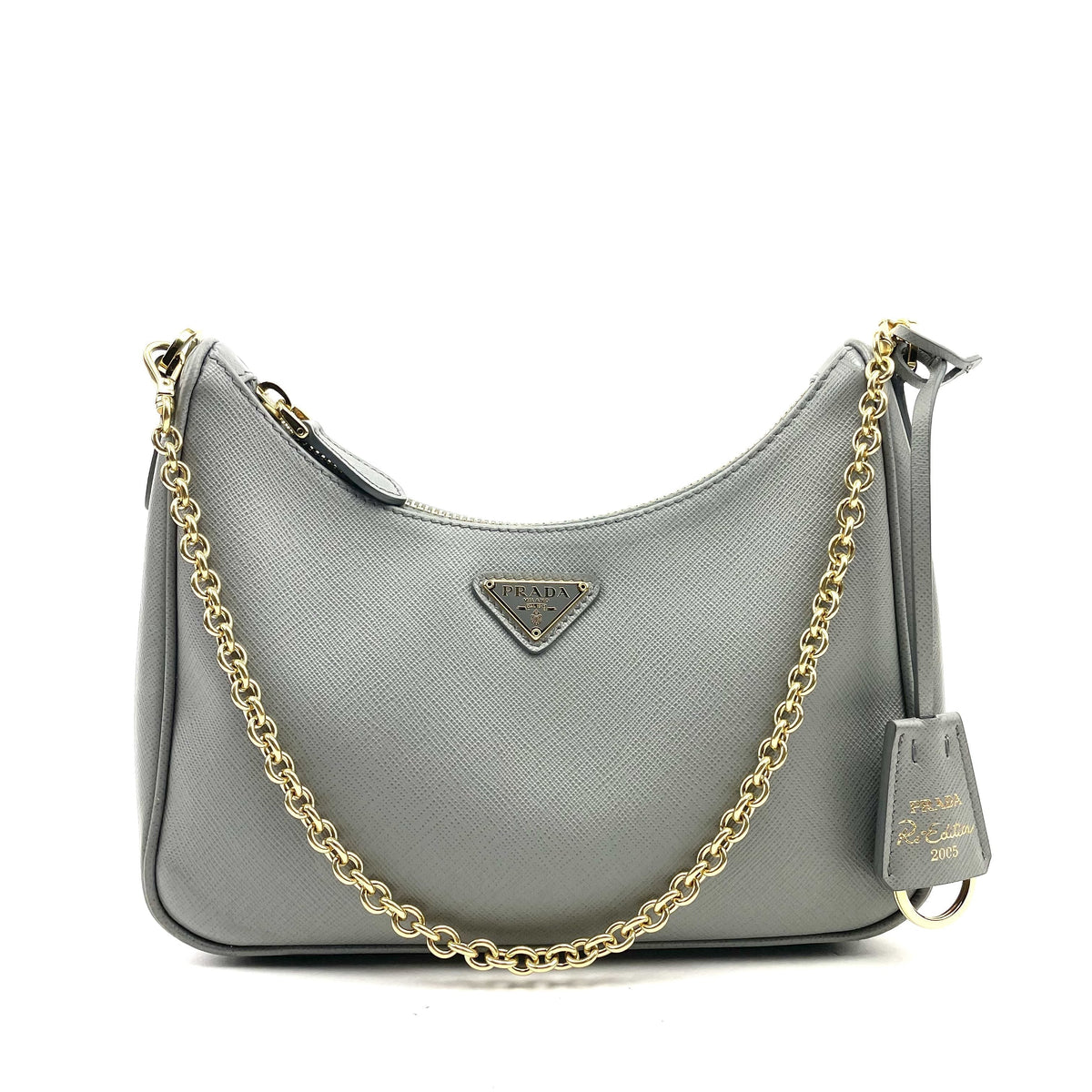 Prada Re-Edition 2005 Saffiano Shoulder Bag, Grey Marmo