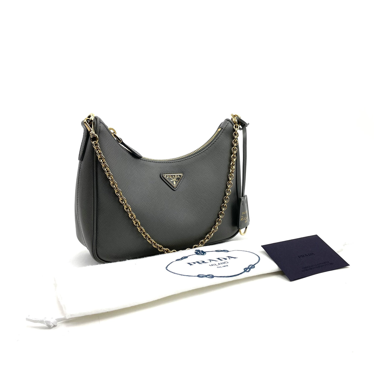 Prada Re-Edition 2005 Saffiano Shoulder Bag, Grey Marmo