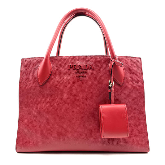 Red Saffiano Tote, Prada Medium Monochrome Leather