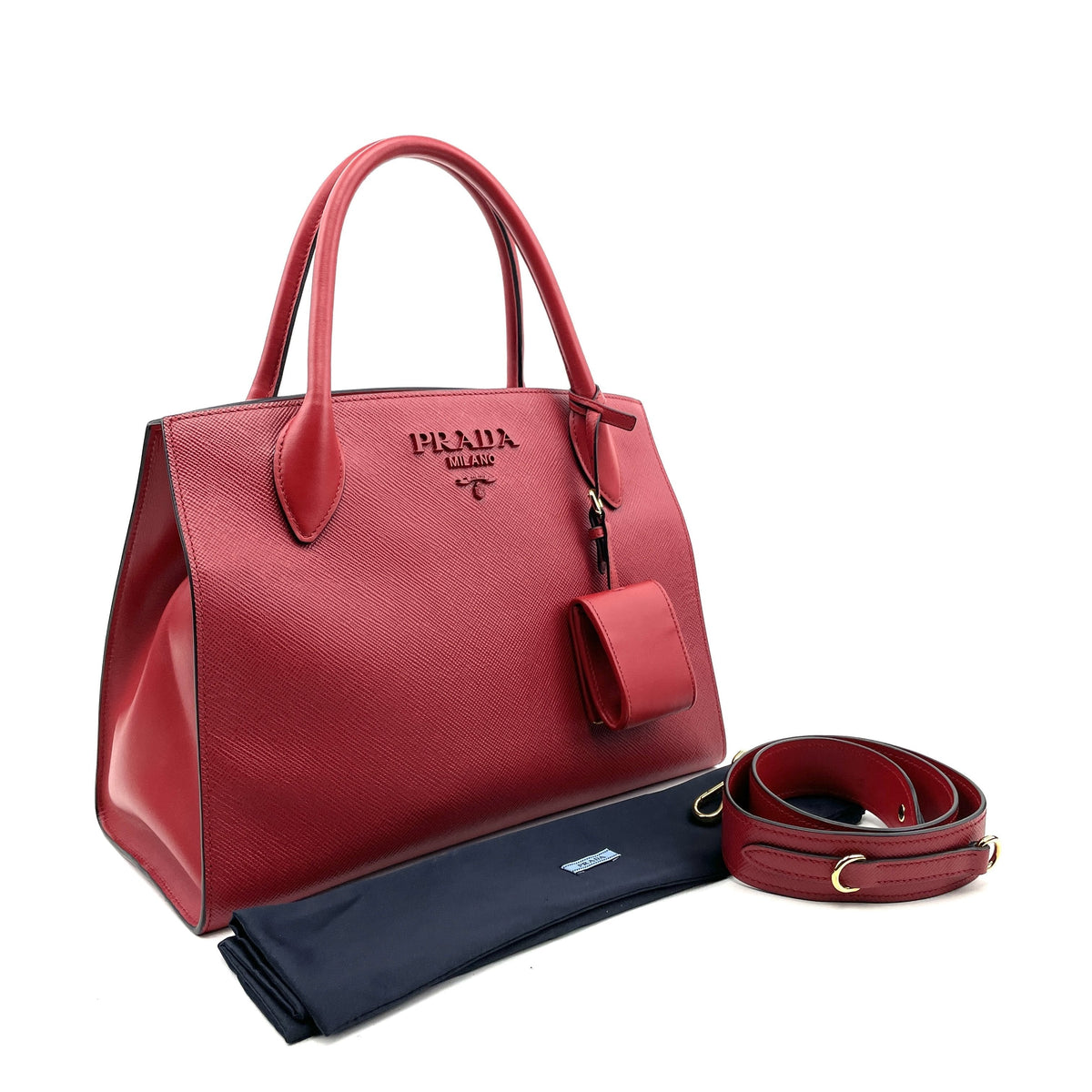 Red Saffiano Tote, Prada Medium Monochrome Leather