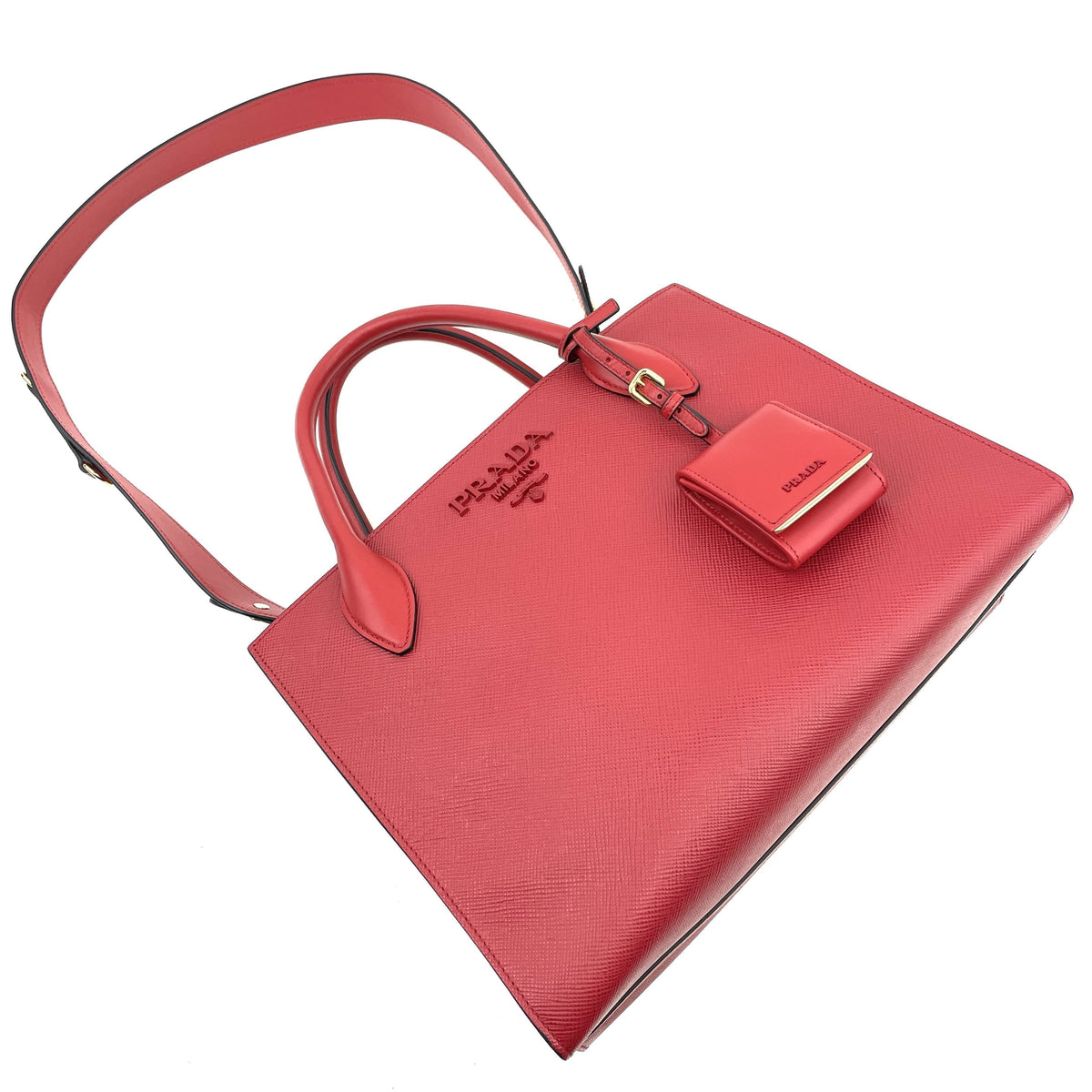 Red Saffiano Tote, Prada Medium Monochrome Leather