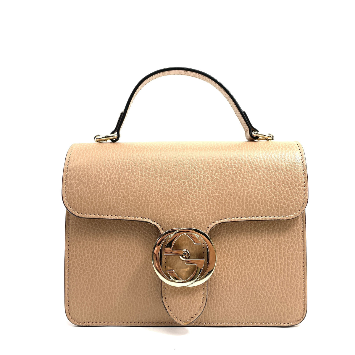 Gucci Interlocking Shoulder Bag, Small GG, Nude Leather