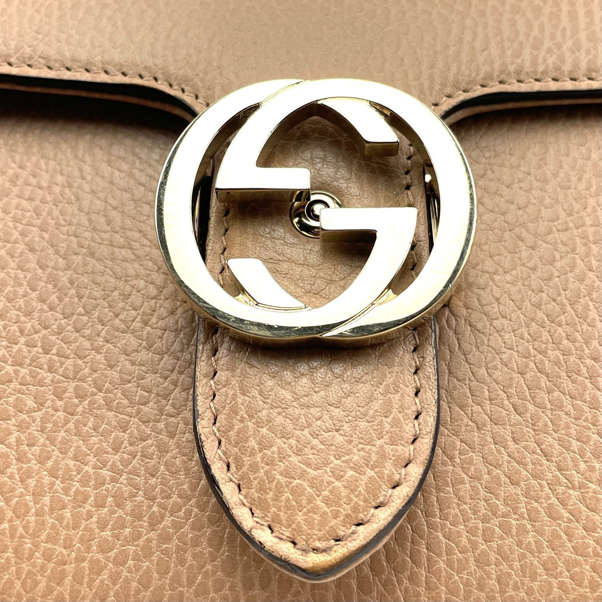 Gucci Interlocking Shoulder Bag, Small GG, Nude Leather