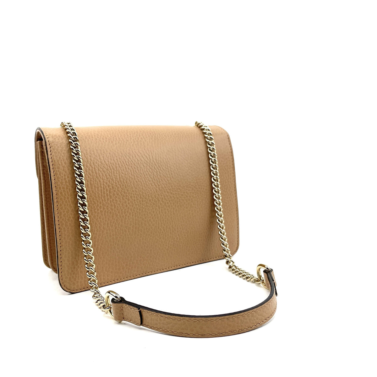 Gucci Interlocking Shoulder Bag, Small GG, Nude Leather