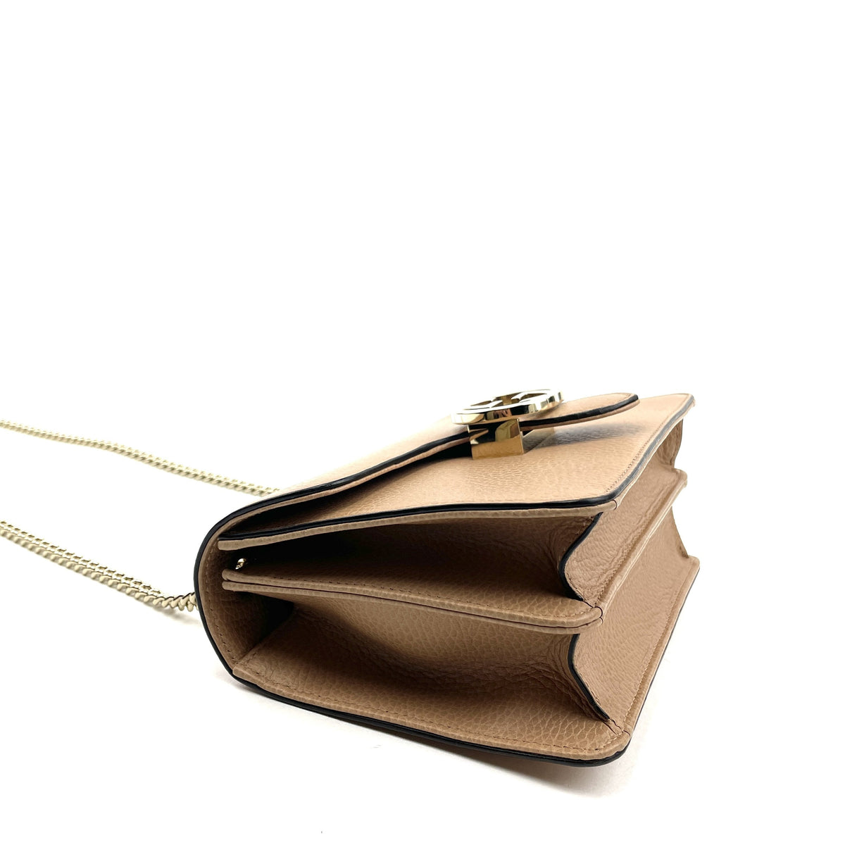 Gucci Interlocking Shoulder Bag, Small GG, Nude Leather