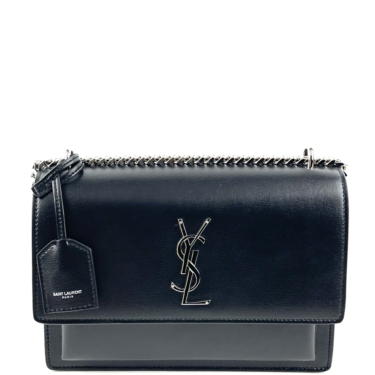 YSL Sunset Bag, Medium Black Leather Shoulder