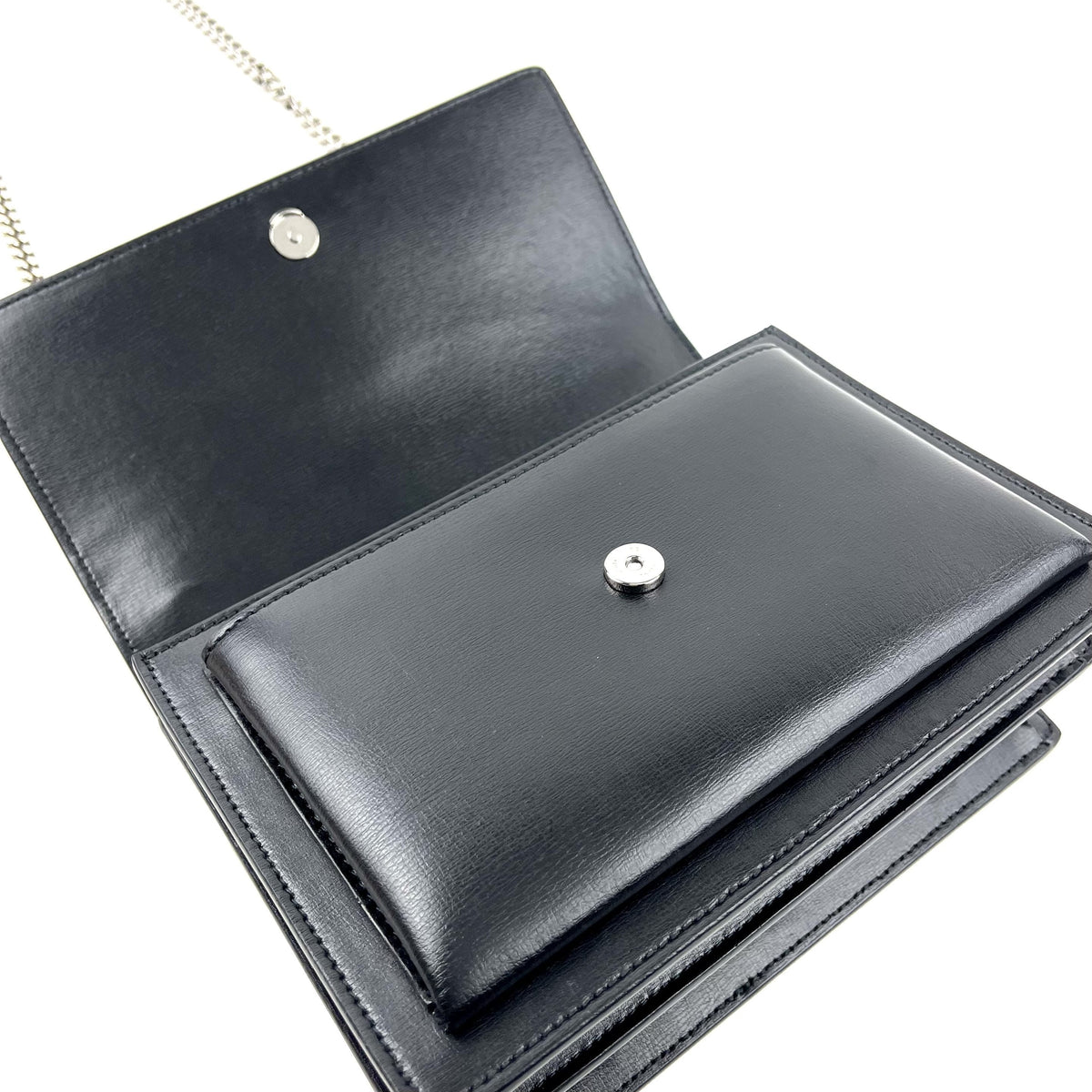 YSL Sunset Bag, Medium Black Leather Shoulder