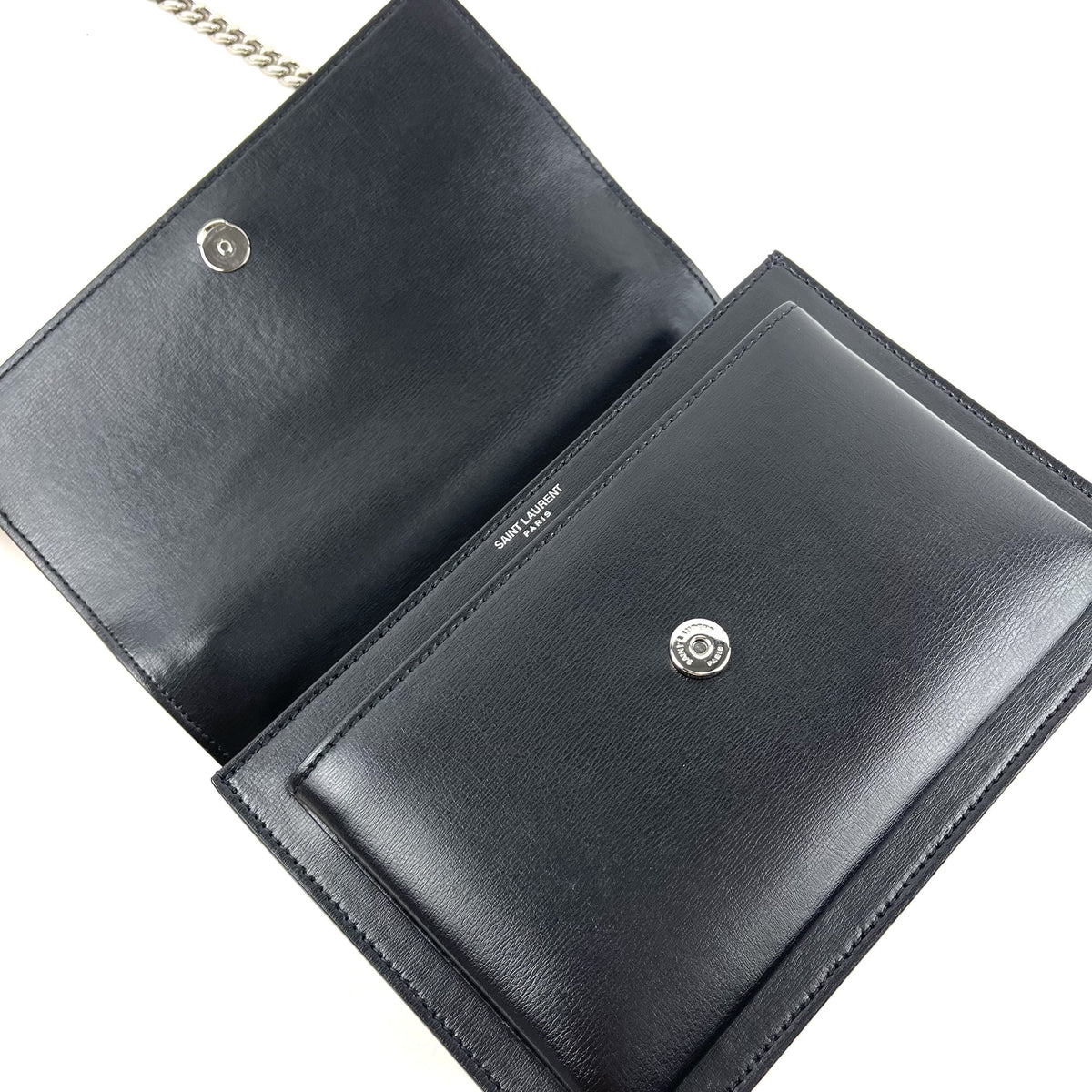 YSL Sunset Bag, Medium Black Leather Shoulder