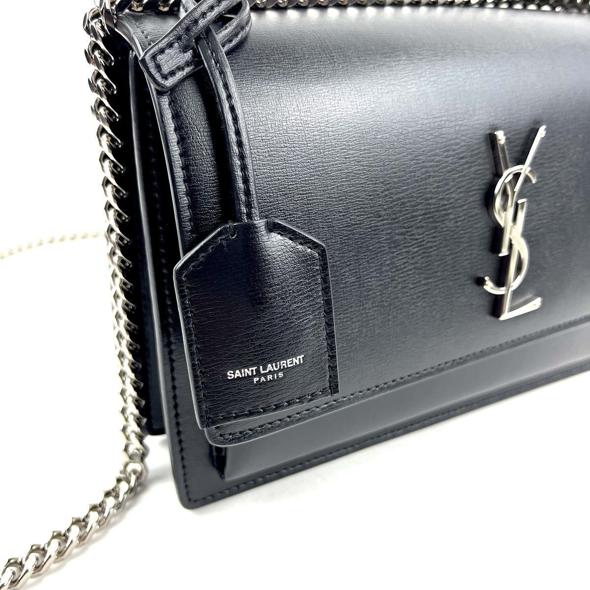 YSL Sunset Bag, Medium Black Leather Shoulder