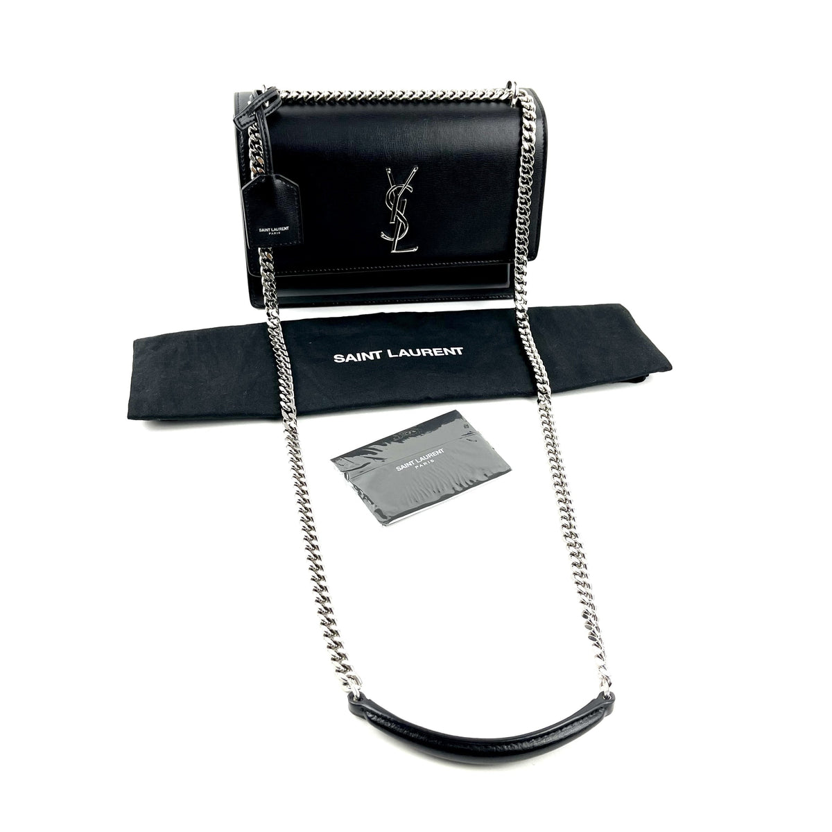 YSL Sunset Bag, Medium Black Leather Shoulder