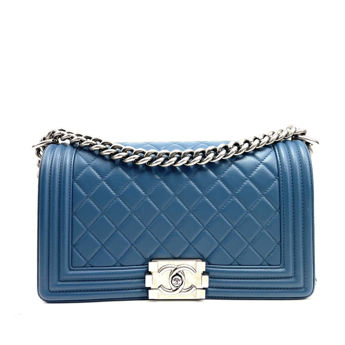 Chanel Medium Quilted Boy Bag Blue