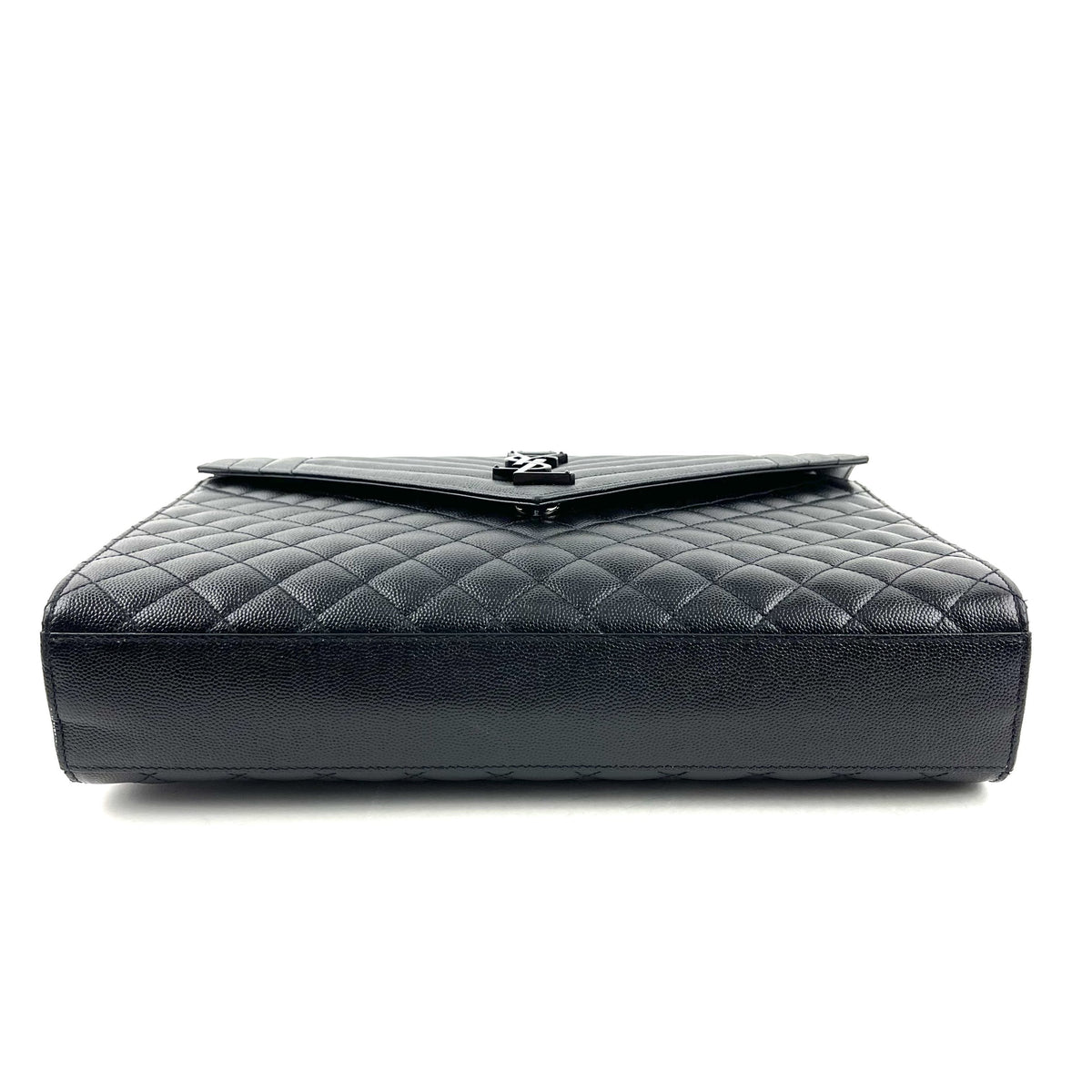 YSL Envelope Bag, Quilted Monogram, Black Leather