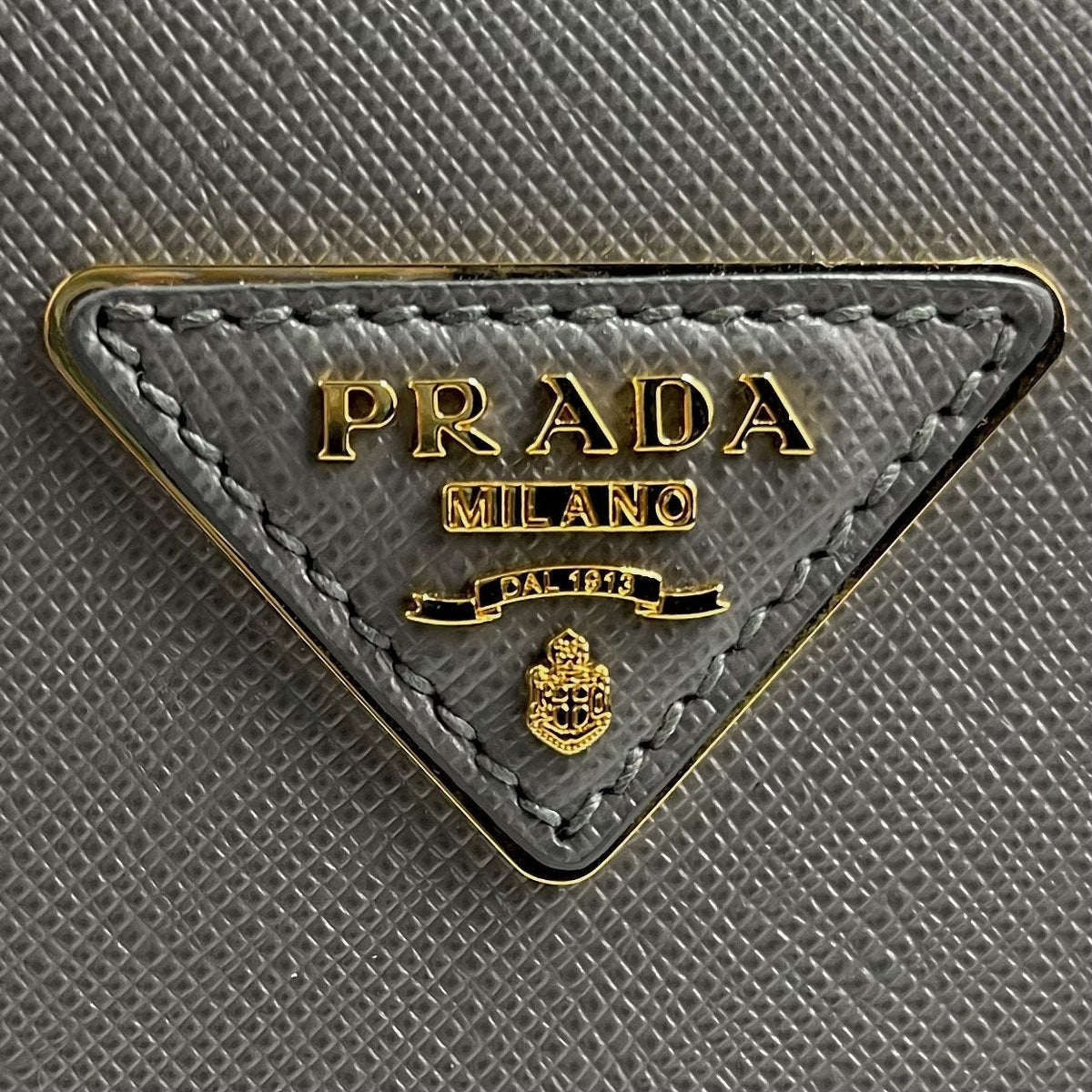 Prada Saffiano Tote, Small Grey Leather, Gold Hardware