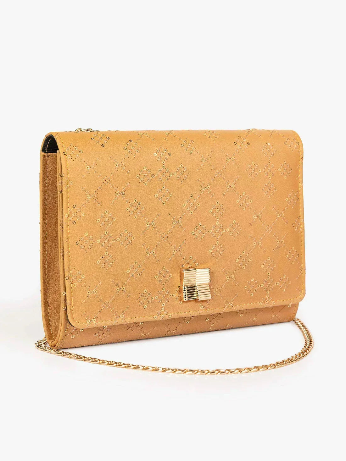 Sequin Embroidered Clutch – Yellow - Exclusu