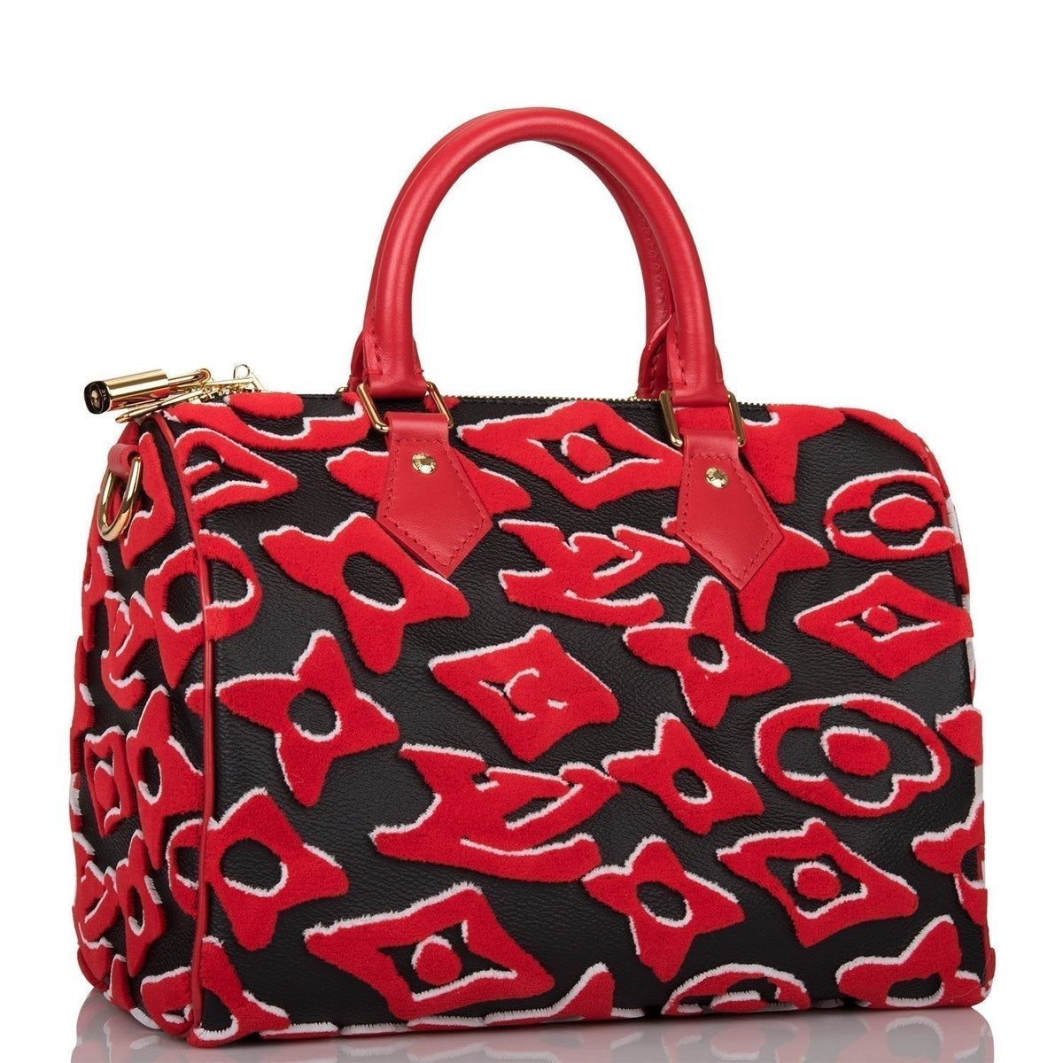 LV Urs Fischer Speedy Bandouliere 25, Black Red Tufted