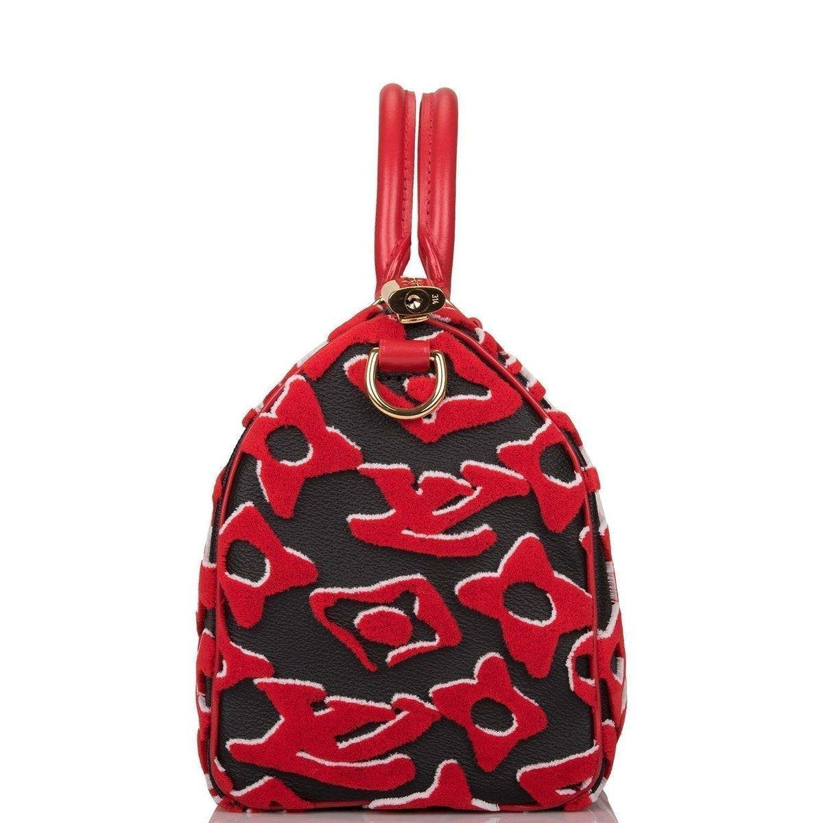 LV Urs Fischer Speedy Bandouliere 25, Black Red Tufted