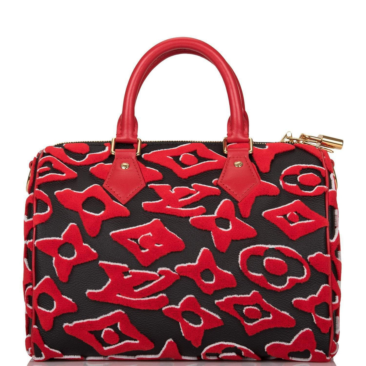 LV Urs Fischer Speedy Bandouliere 25, Black Red Tufted