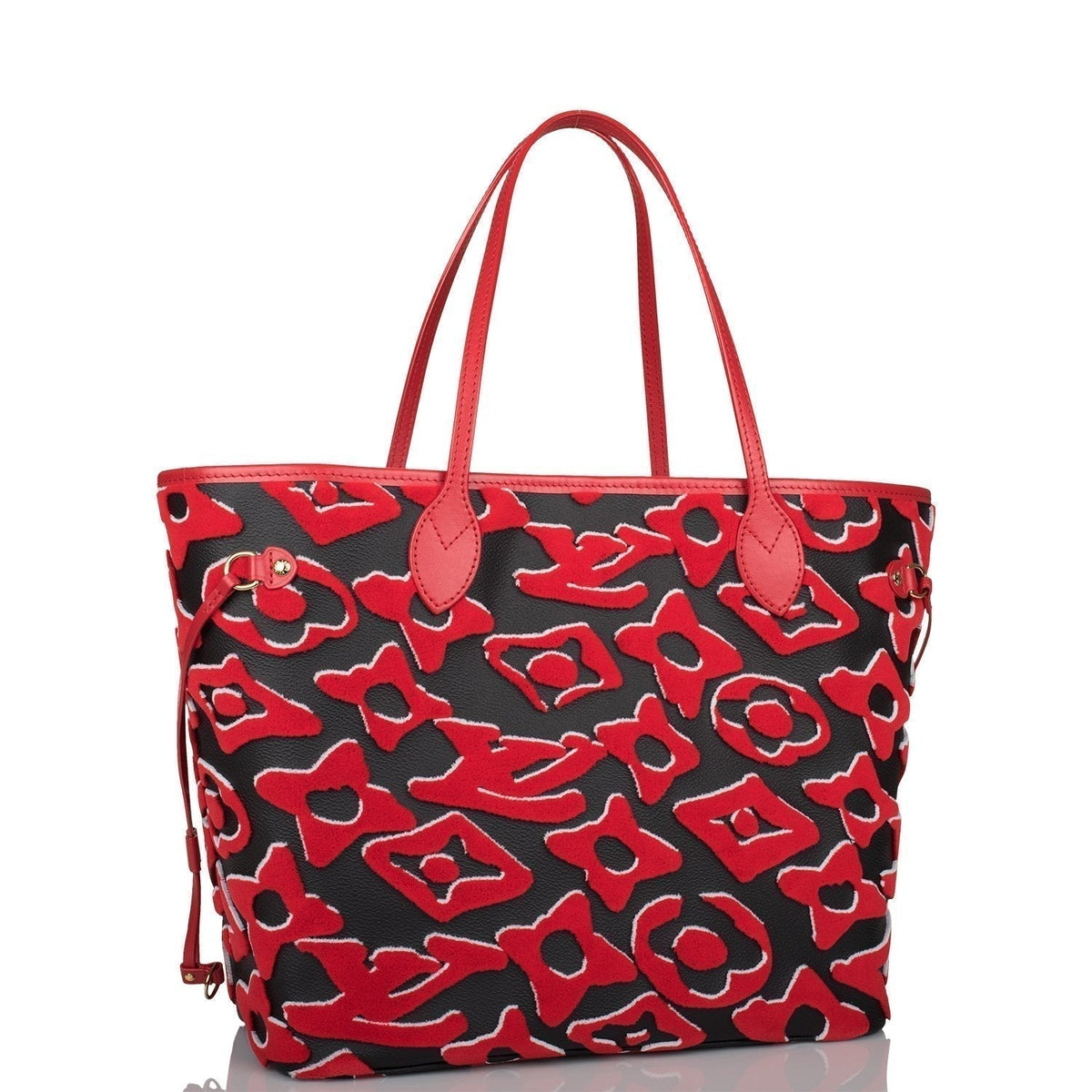 Louis Vuitton Neverfull MM, Black Red Tufted Monogram