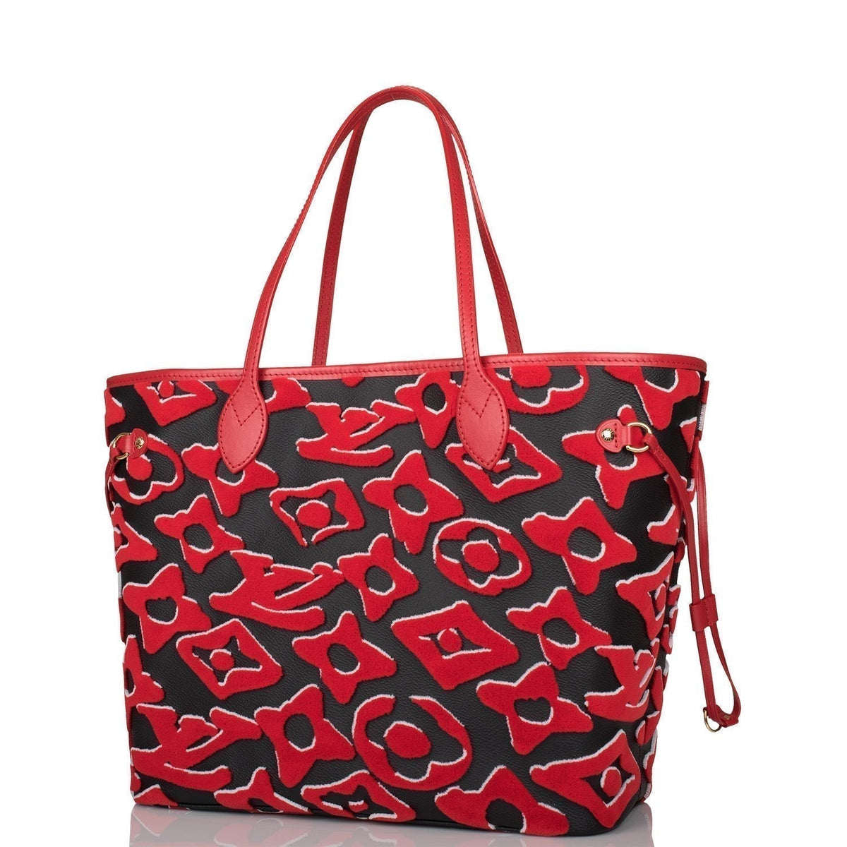 Louis Vuitton Neverfull MM, Black Red Tufted Monogram