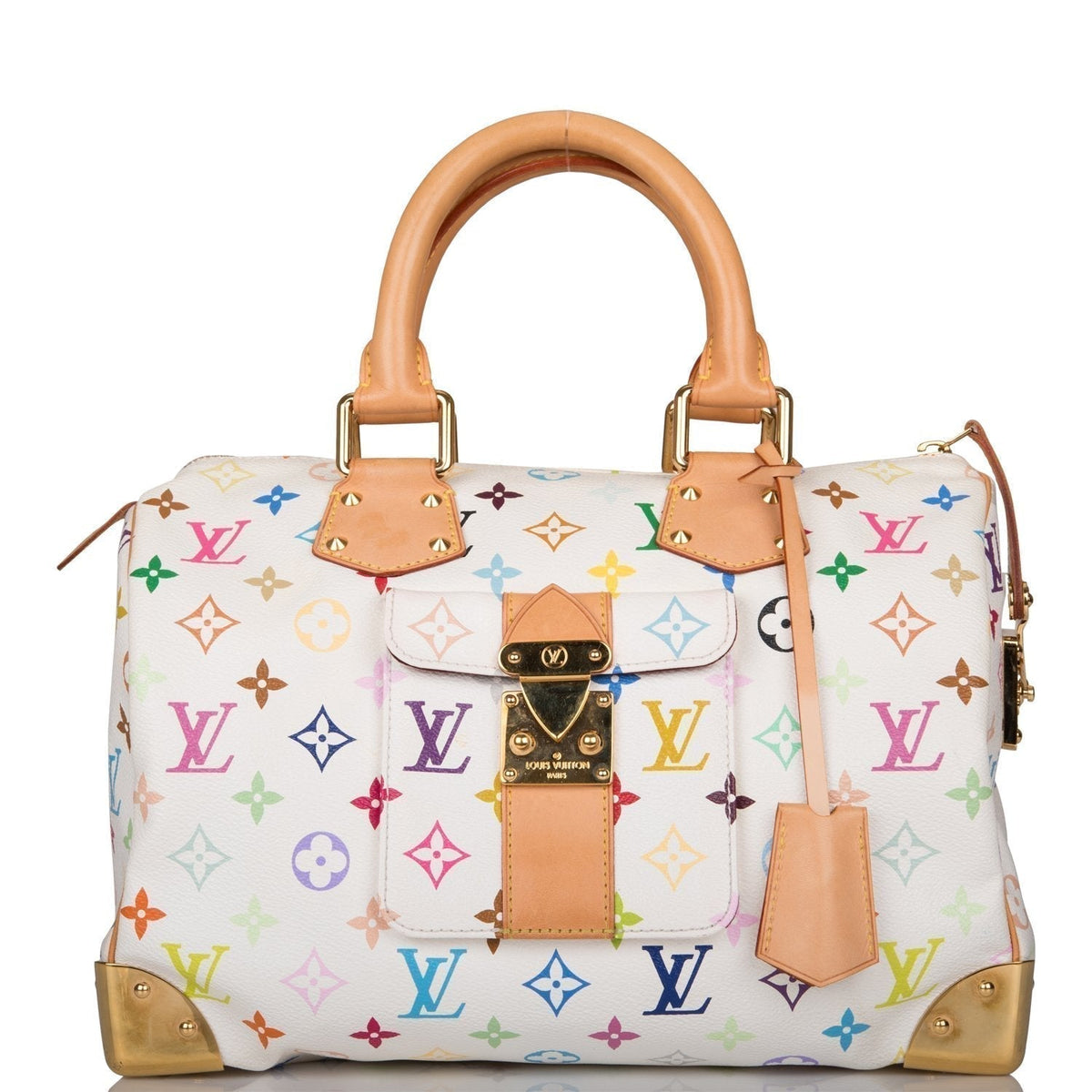 White Multicolor Speedy 30, Monogram Canvas Handbag