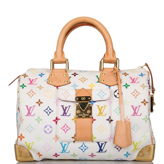 White Multicolor Speedy 30, Monogram Canvas Handbag