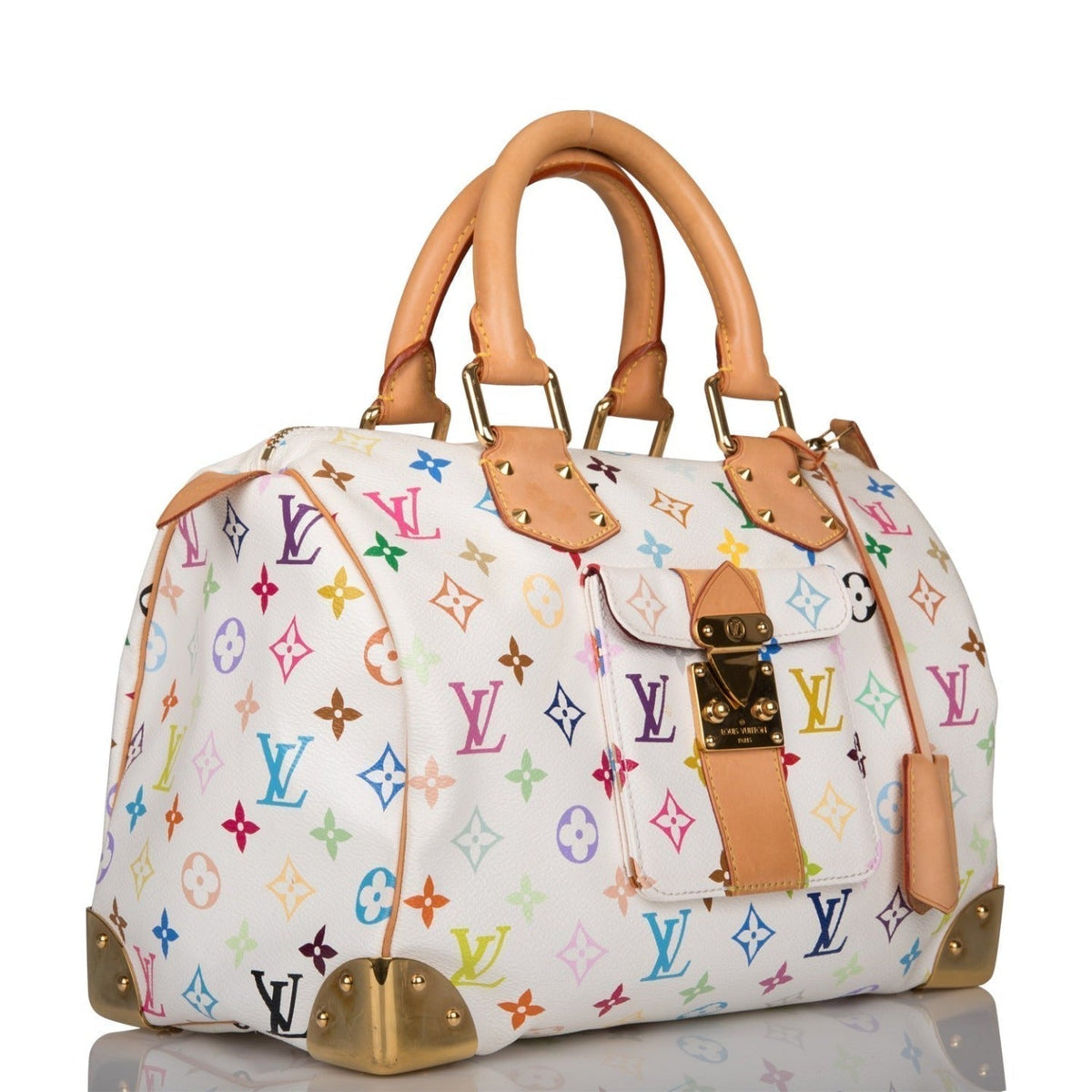 White Multicolor Speedy 30, Monogram Canvas Handbag