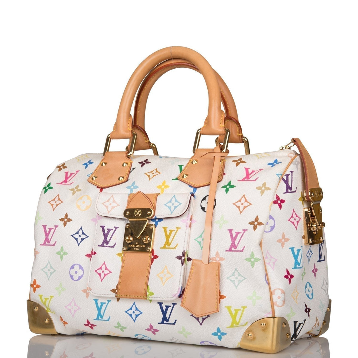 White Multicolor Speedy 30, Monogram Canvas Handbag