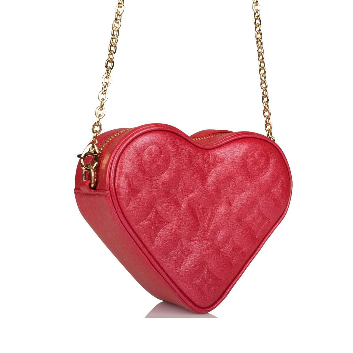 Red LV Monogram Purse, Lambskin Heart Crossbody Bag