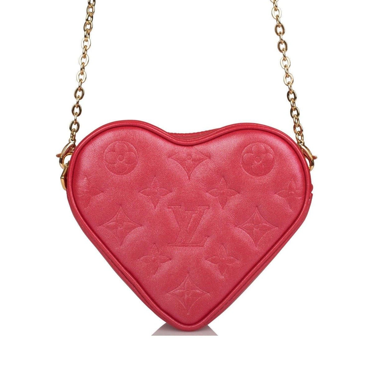 Red LV Monogram Purse, Lambskin Heart Crossbody Bag