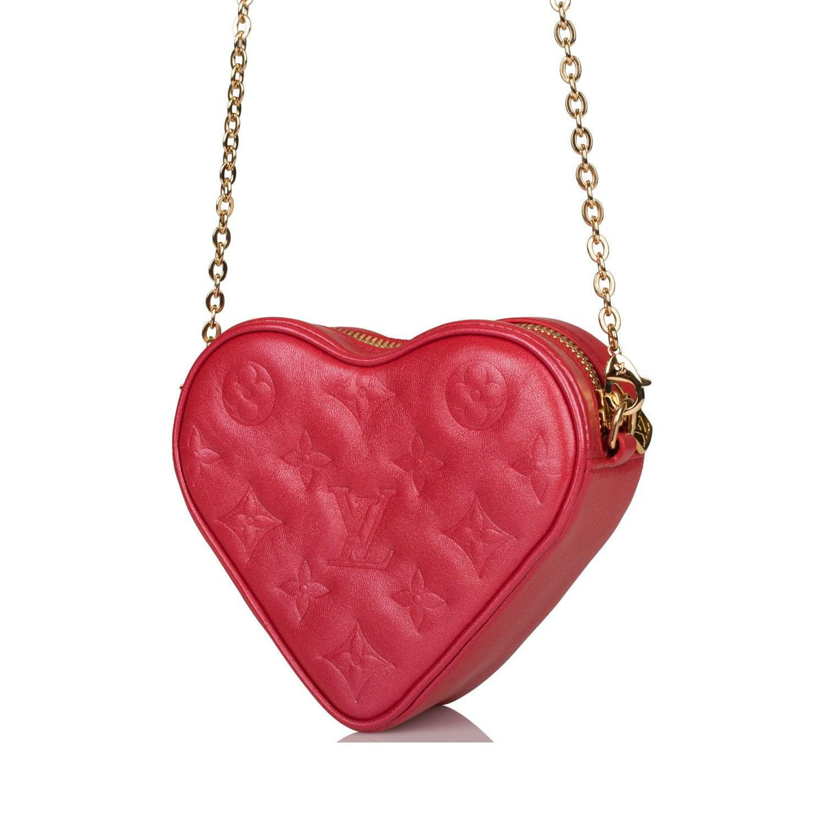 Red LV Monogram Purse, Lambskin Heart Crossbody Bag