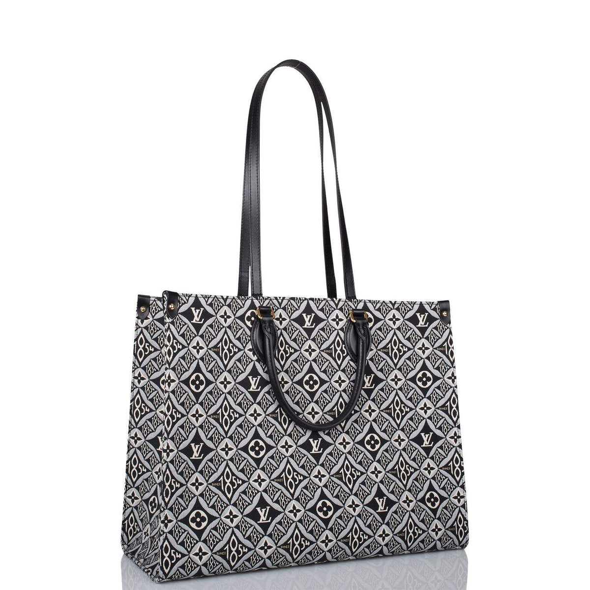 LV OnTheGo GM Tote, Jacquard Since 1854, Gray Leather