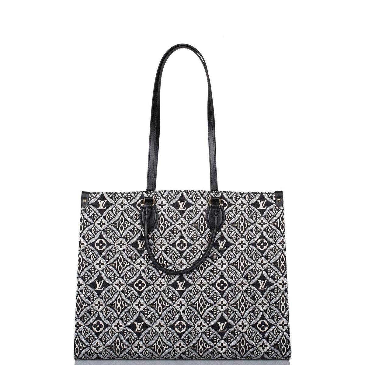 LV OnTheGo GM Tote, Jacquard Since 1854, Gray Leather