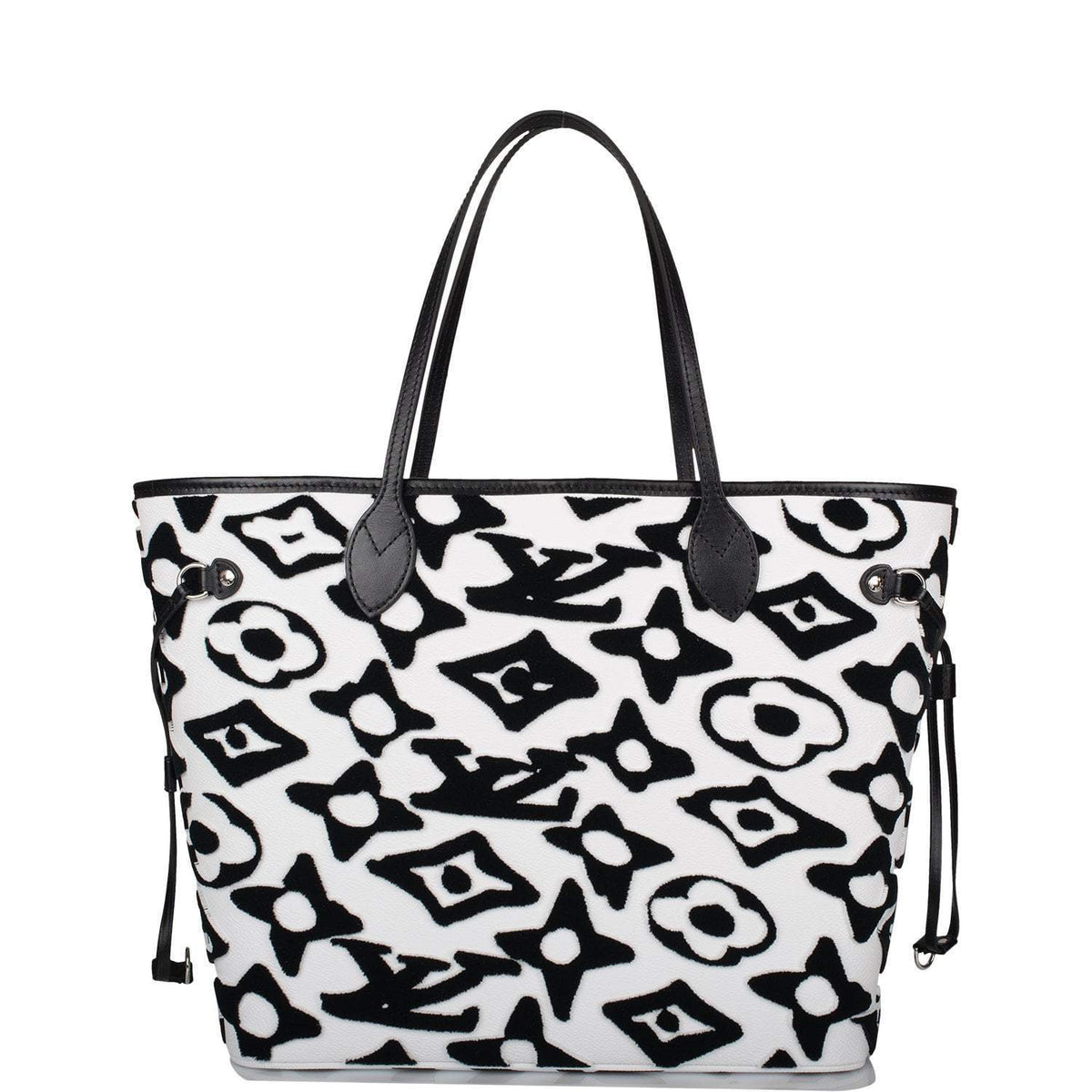 LV Neverfull MM, Black White Tufted Monogram Handbag