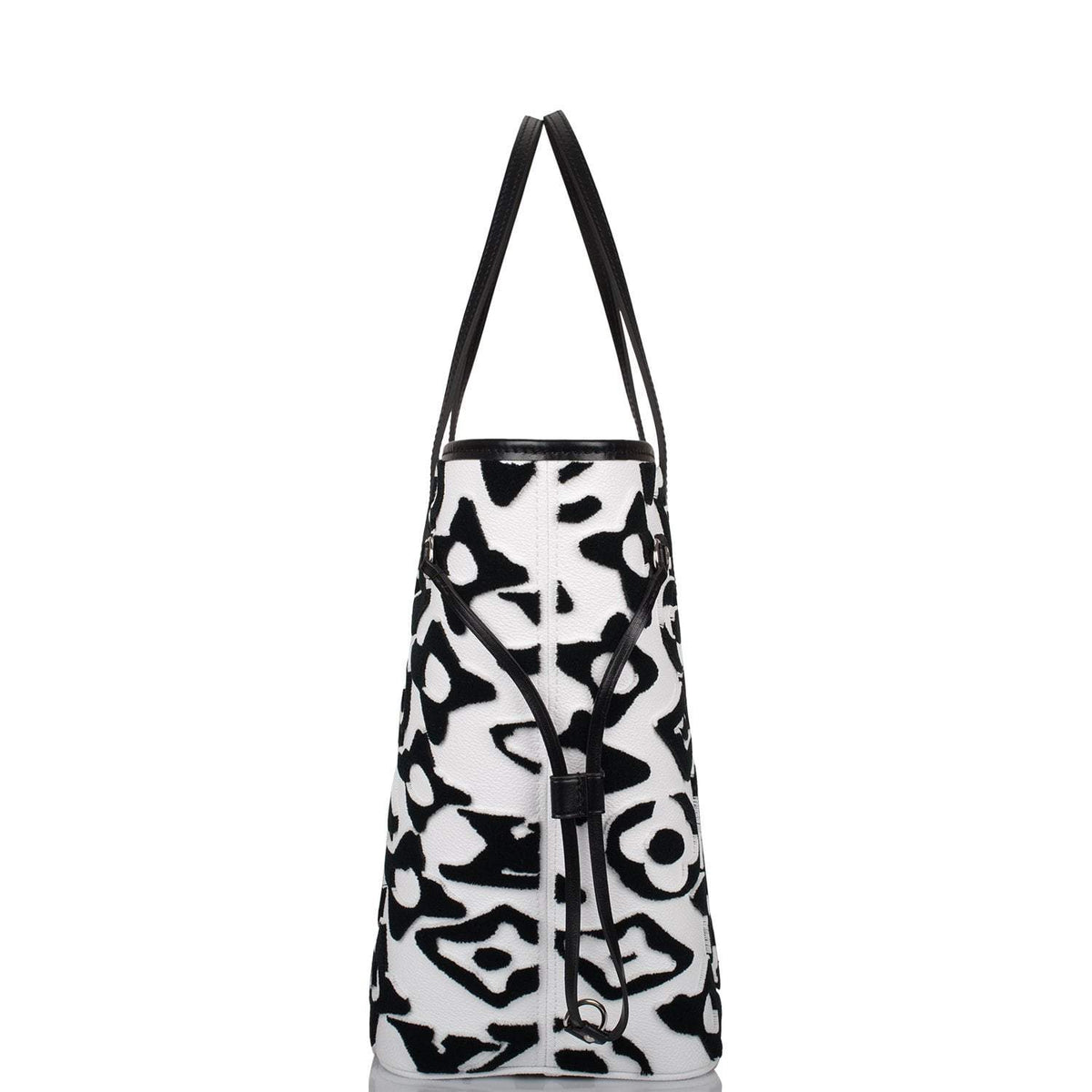 LV Neverfull MM, Black White Tufted Monogram Handbag