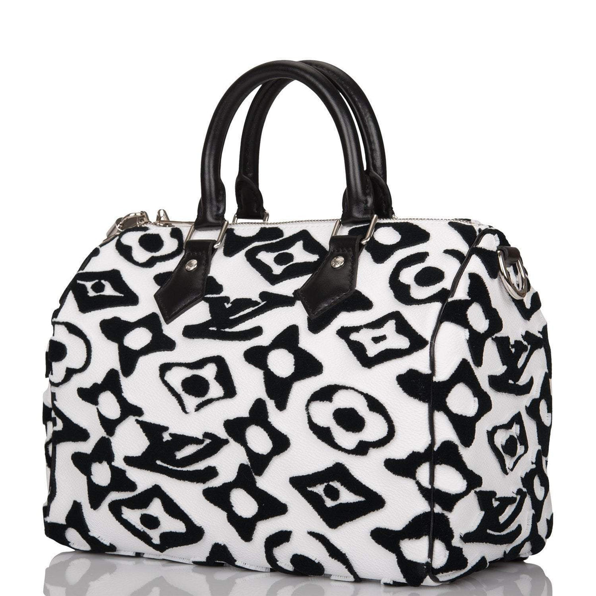 LV Tufted Monogram Bag, Speedy Bandouliere 25, Black White