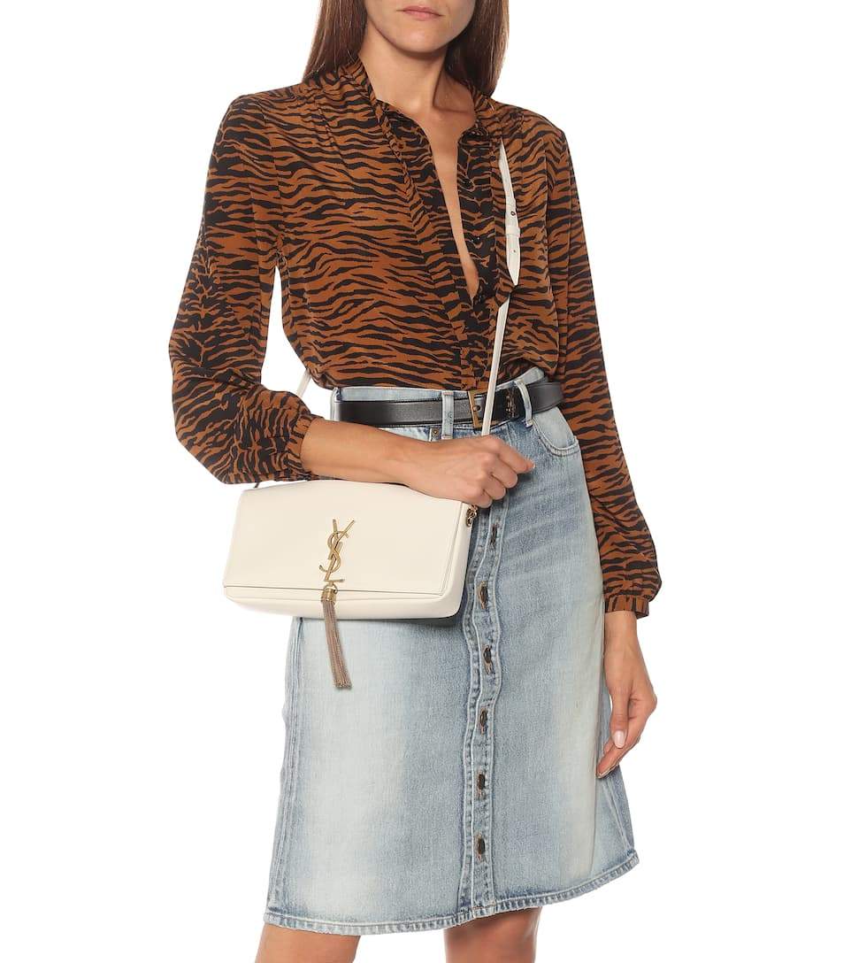 Saint Laurent Kate Bag, Tassel Leather Shoulder, White