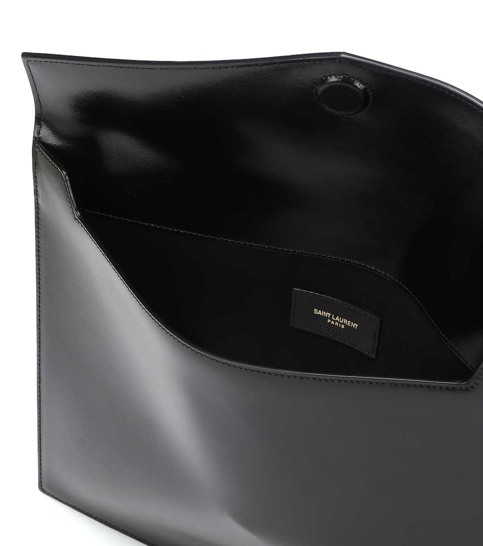 Saint Laurent Uptown Envelope, Large Black Leather Clutch