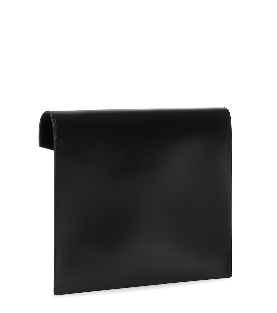 Saint Laurent Uptown Envelope, Large Black Leather Clutch