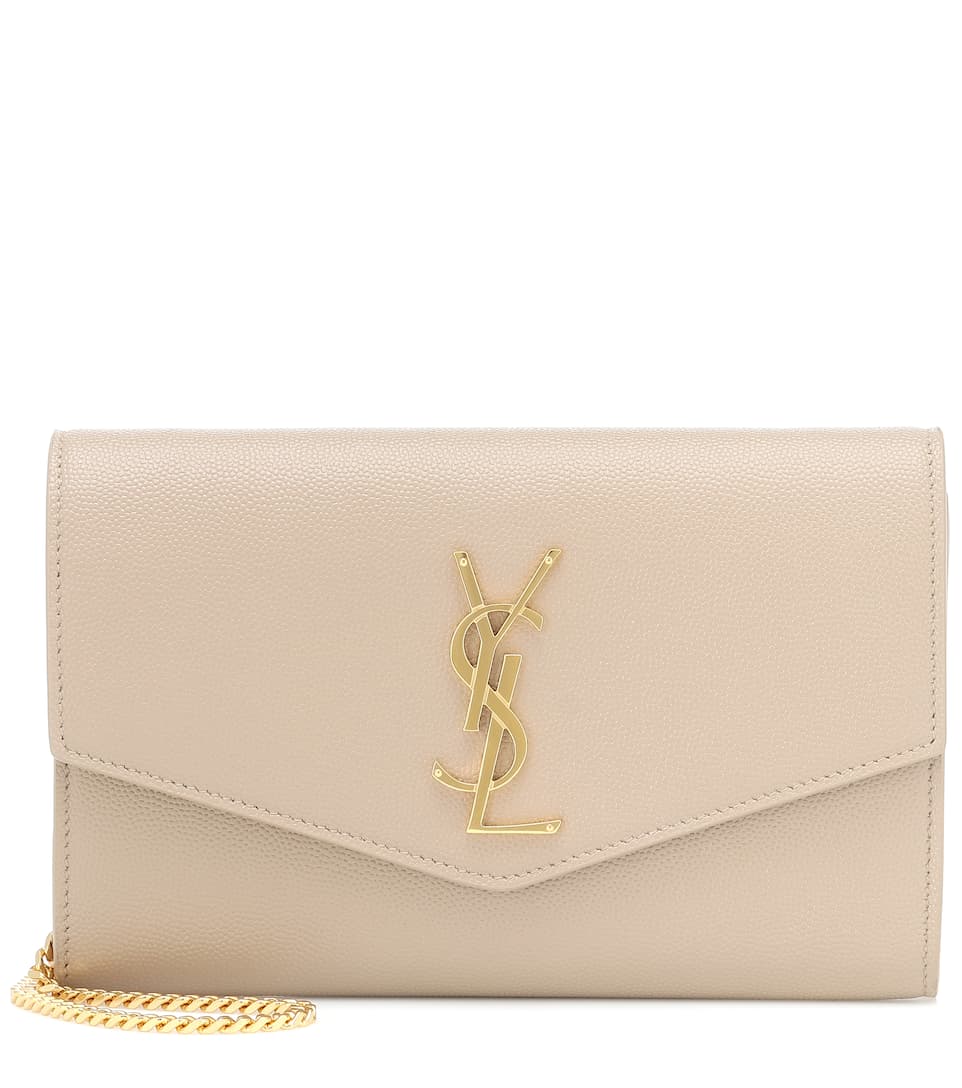Saint Laurent Uptown Clutch, Calf Leather, Gold Hardware