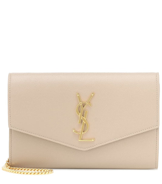 Saint Laurent Uptown Clutch, Calf Leather, Gold Hardware