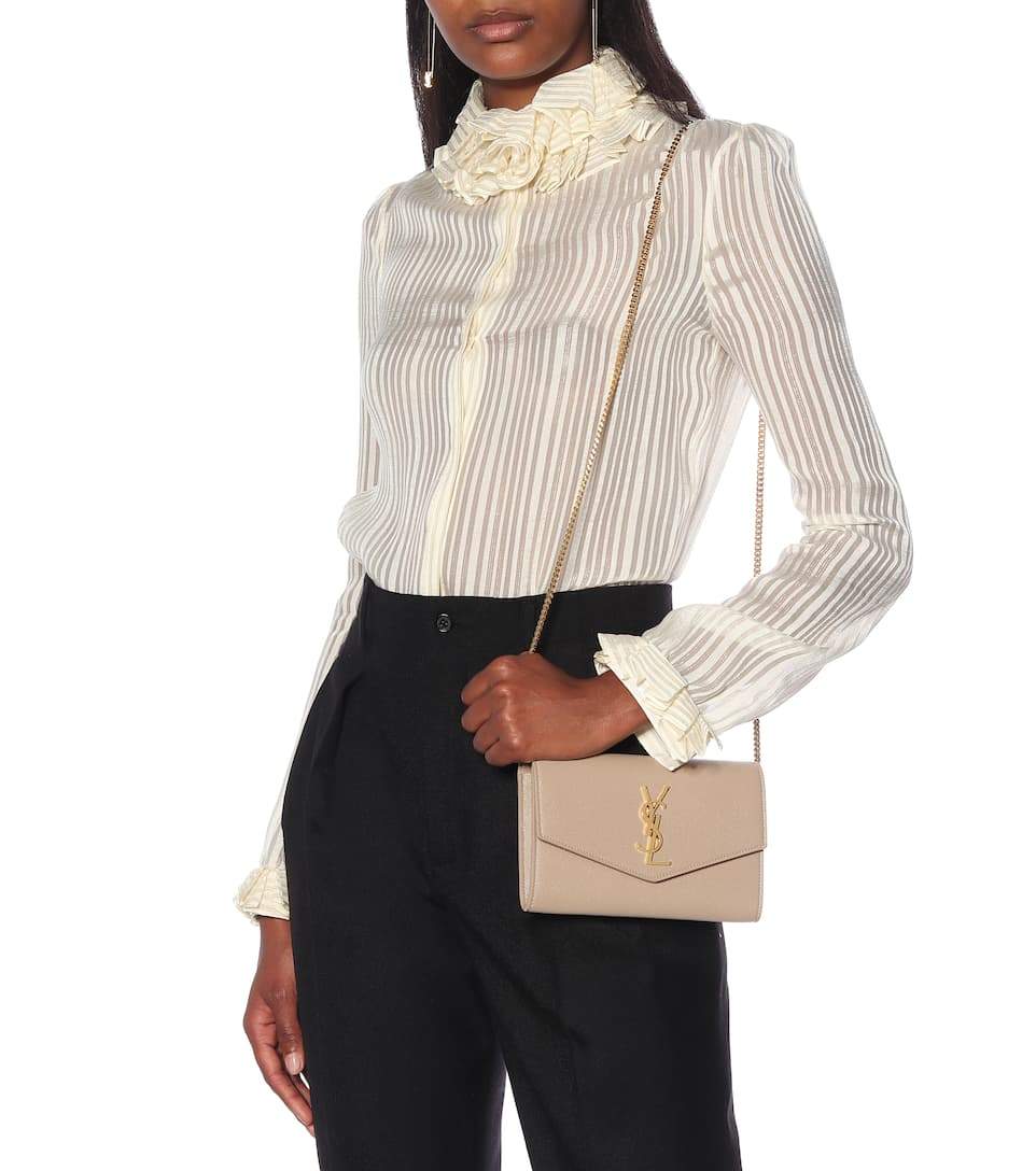 Saint Laurent Uptown Clutch, Calf Leather, Gold Hardware