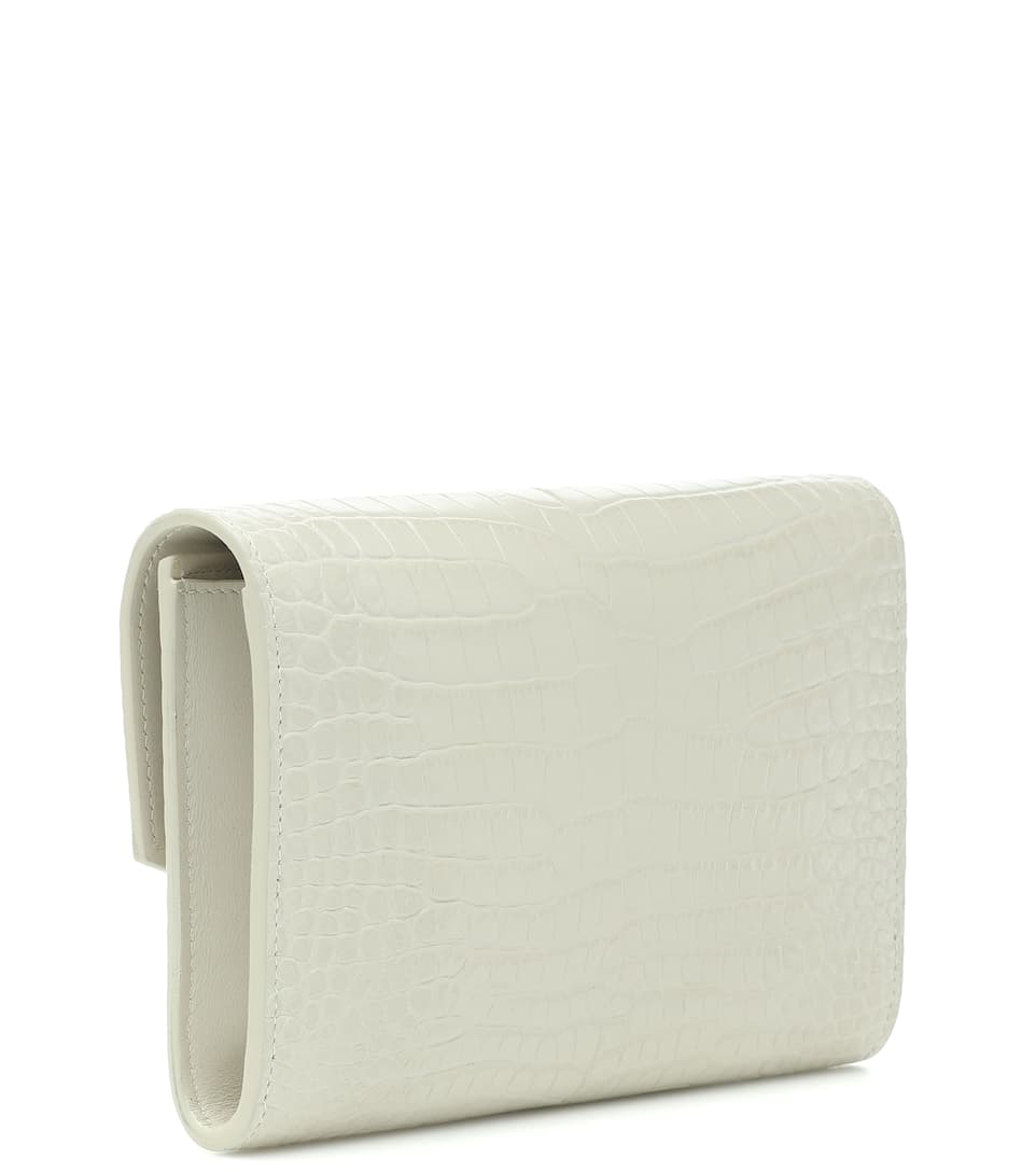 YSL Uptown Shoulder Bag, White Leather, Italy