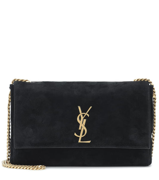 Saint Laurent Kate Bag, Reversible Suede Shoulder, Black