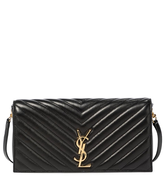 Saint Laurent Kate Baguette Leather Shoulder Bag, Gold Chain