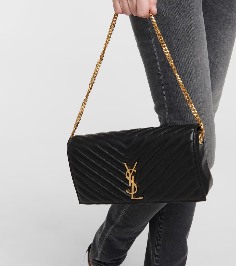 Saint Laurent Kate Baguette Leather Shoulder Bag, Gold Chain
