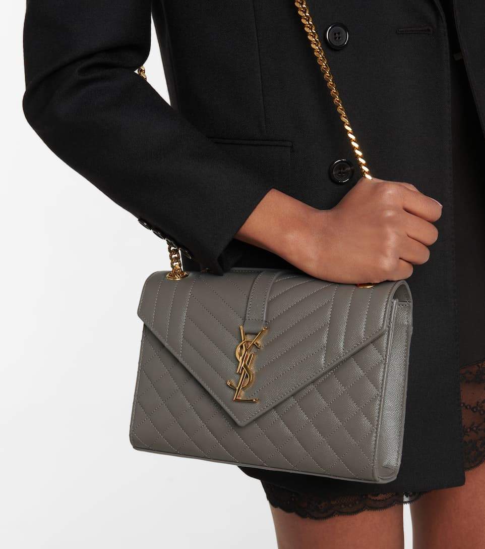 Saint Laurent Envelope Bag, Medium Calf Leather, Gold Hardware