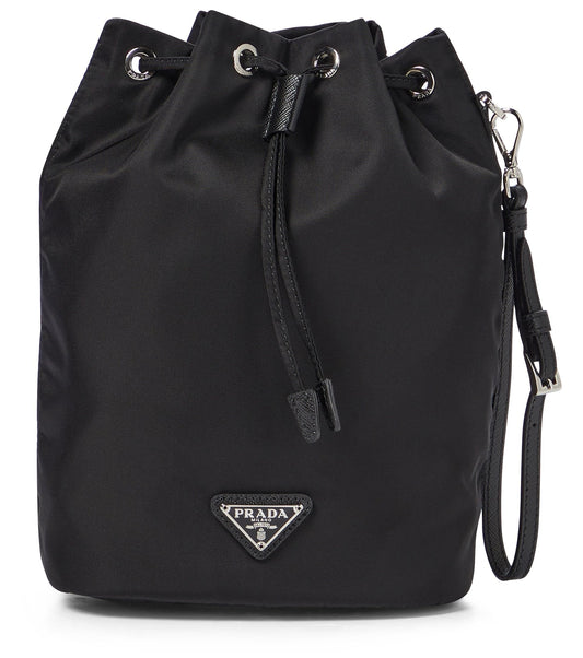 Prada Nylon Bucket Bag, Mini Nero Drawstring Top