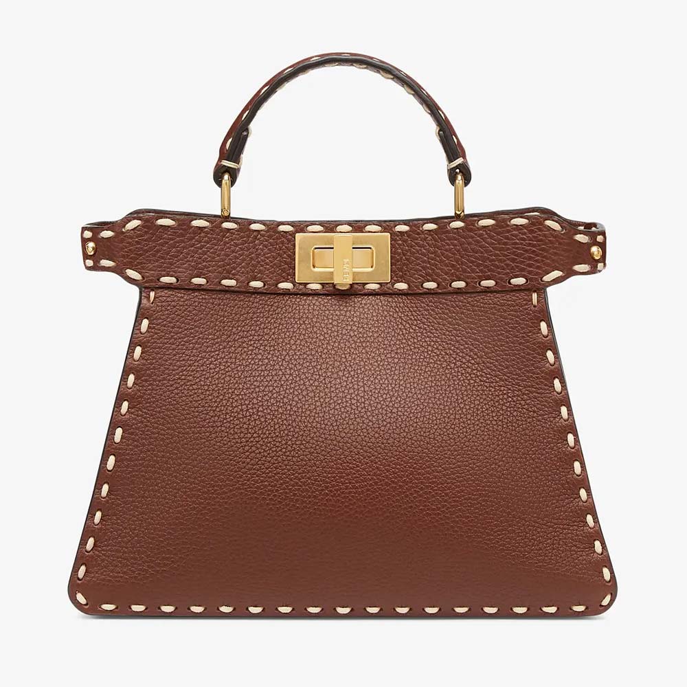 Fendi Peekaboo ISeeU Small Brown Full Grain Leather Bag