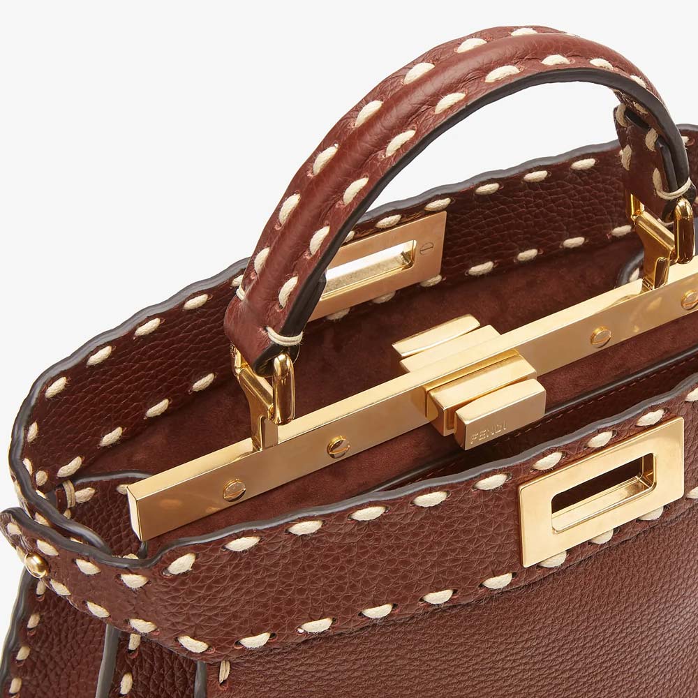 Fendi Peekaboo ISeeU Small Brown Full Grain Leather Bag