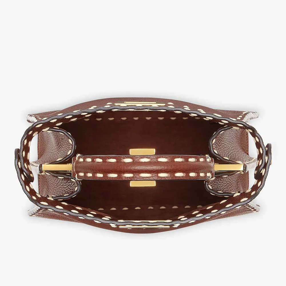 Fendi Peekaboo ISeeU Small Brown Full Grain Leather Bag